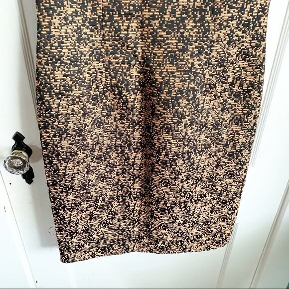 David Meister Pencil Style Dress Asymmetrical Neckline Unique Bronze Stitching 8 - Picture 4 of 12